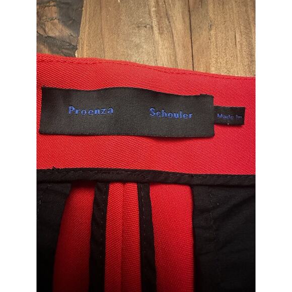 Proenza Schouler Size 6 Red Wool Blend Stretch Wide Leg Pants Pockets Luxury - Picture 8 of 16